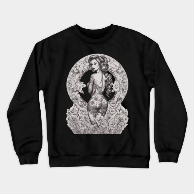 Inked Cover Girl Crewneck Sweatshirt by animegirlnft